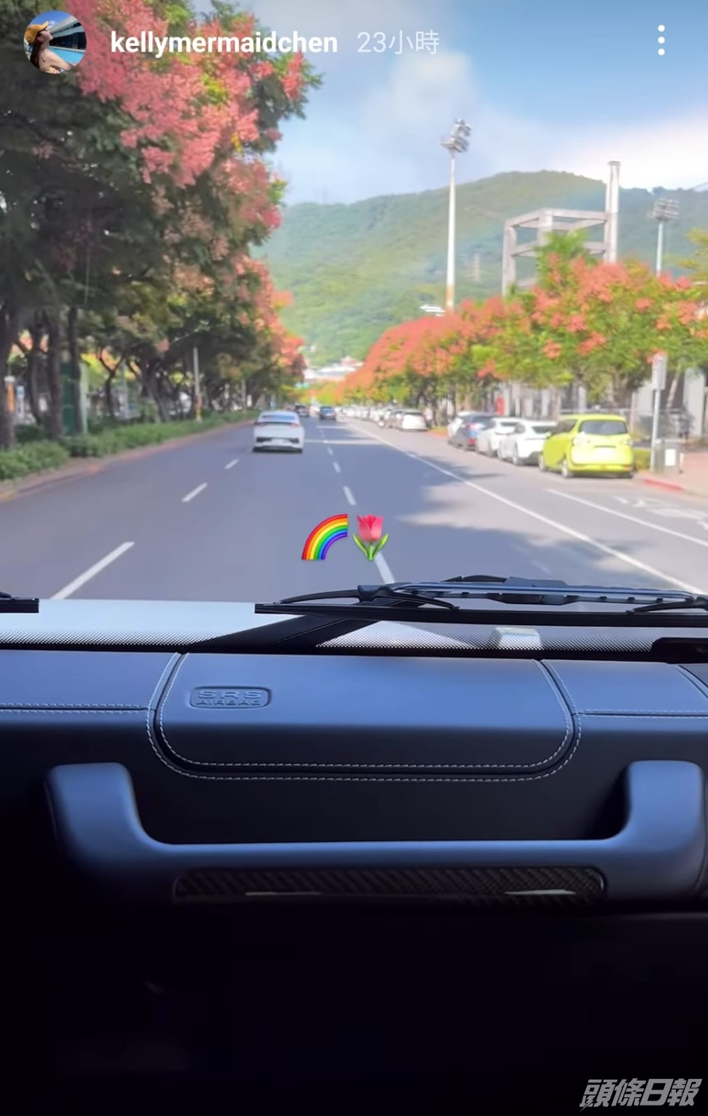 陳若儀在社交網貼出片段，對比返林志穎揸車照片，是同一架車。